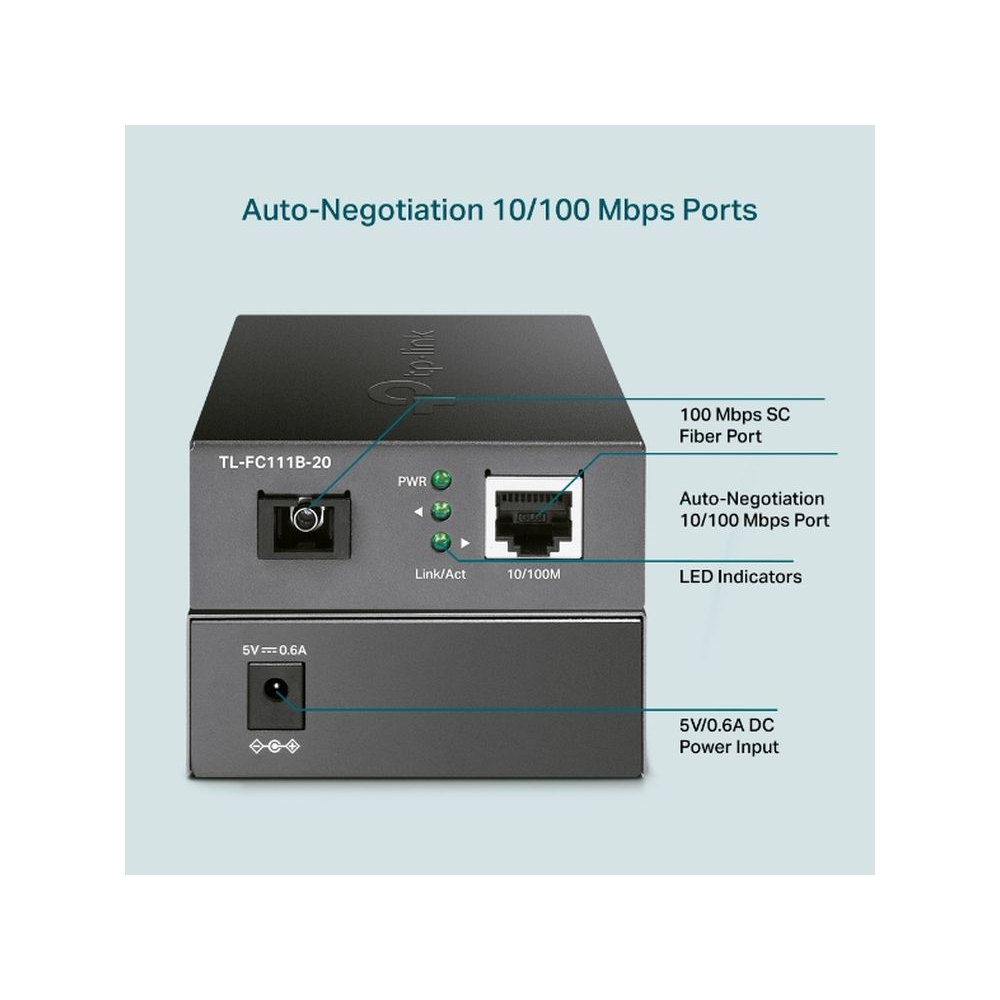 10/100 Mbps RJ45 to 100 Mbps Single-mode SC  WDM Bi-Directional Fiber Converter