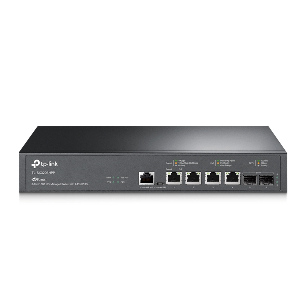 Omada -JetStream 6-Port 10GE L2+ Managed Switch with 4-Port PoE++