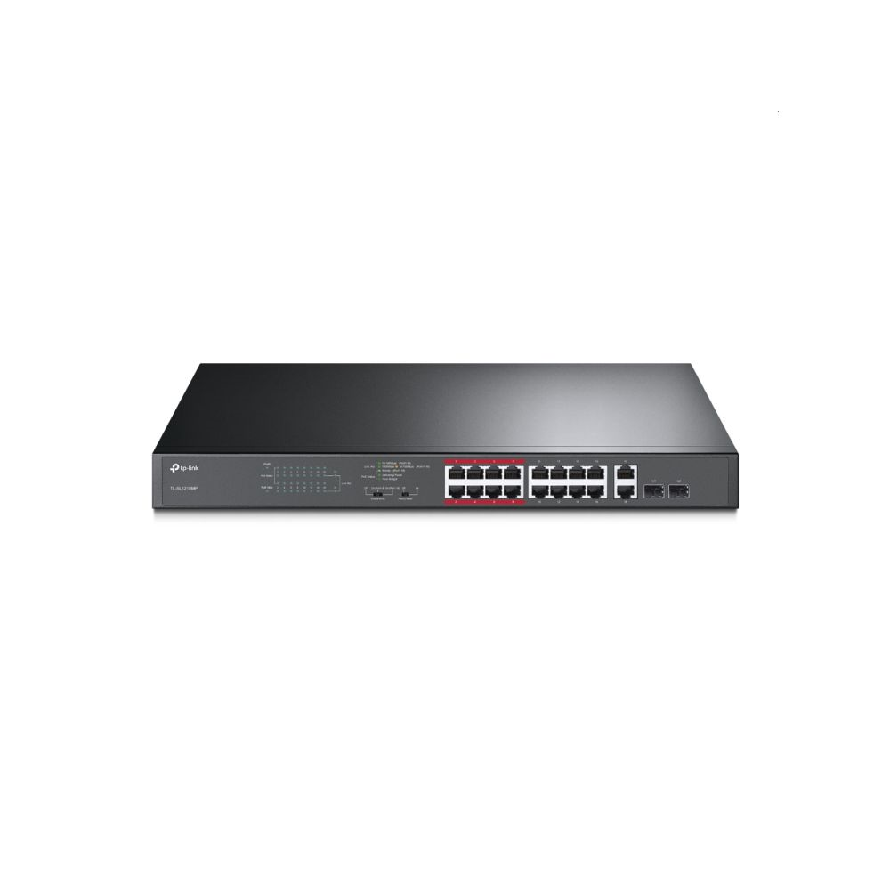 16-Port 10/100 Mbps + 2-Port Gigabit Rackmount Switch with 16-Port PoE+